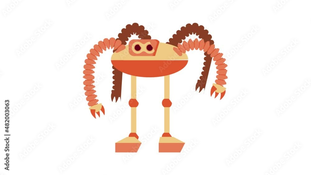 Robot octopus icon animation best cartoon object on white background ...