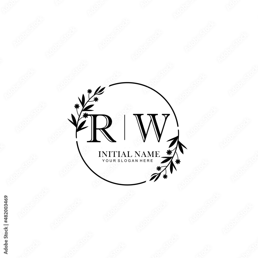 RW Hand drawn wedding monogram logo RW Hand drawn wedding monogram logo
