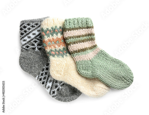 Different socks isolated on white background