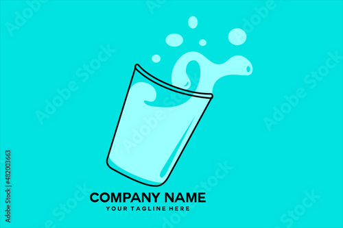 glass logo with spilled water 