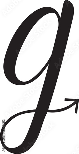 Simple Alphabet G arrow icon.