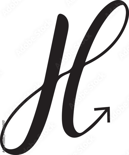 Simple Alphabet H arrow icon.