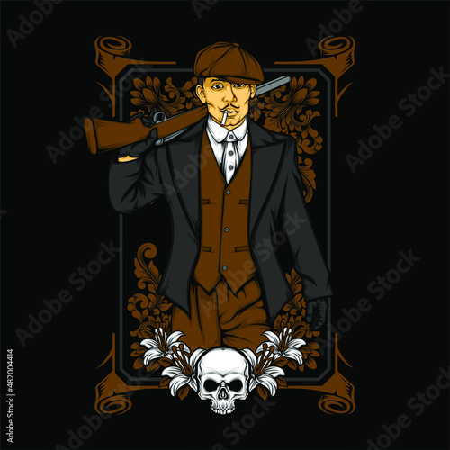 british gangster retro illustration