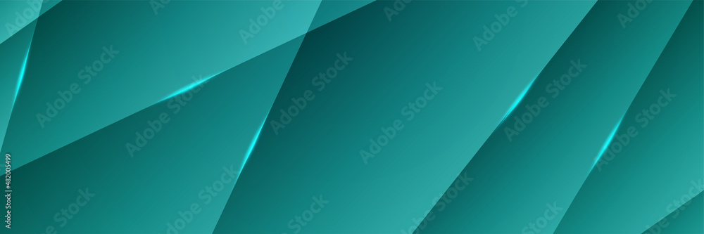 Digital networking tosca wide banner design background. Abstract 3d banner design with dark green technology geometric background. Vector illustration