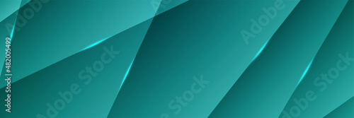 Digital networking tosca wide banner design background. Abstract 3d banner design with dark green technology geometric background. Vector illustration