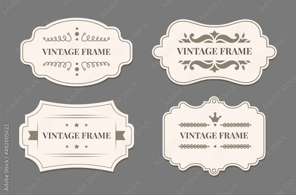 Decorative vintage frame stripe collection for clothing. Vector retro decorative tags, decoration victorian label illustration