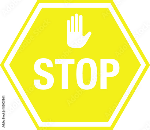 Yellow Stop Sign With hand