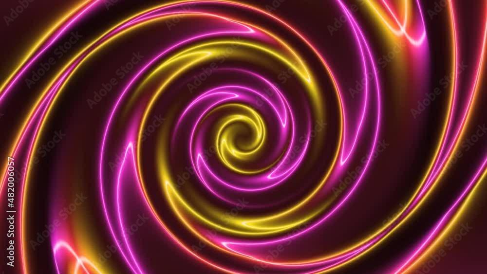 Neon twirl motion background animation, Pink yellow neon glowing twirl background animation Neon twirl motion background animation, Pink yellow neon glowing twirl background animation