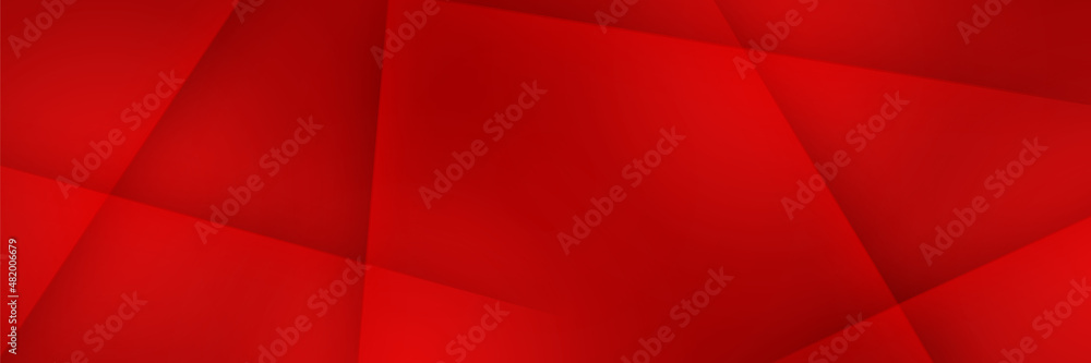 Corporate business red wide banner design background. Abstract modern 3d banner design with dark red technology geometric background. Vector illustration