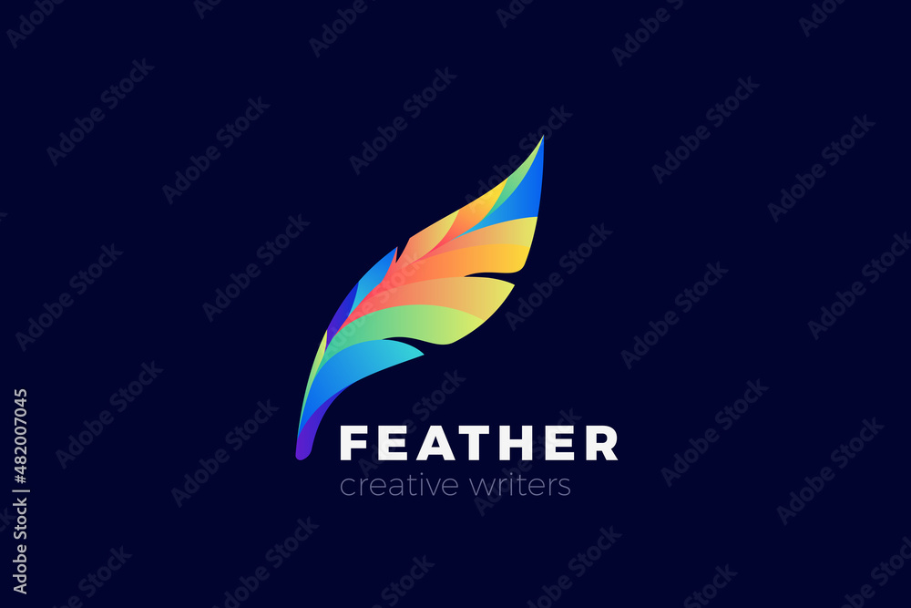 Fototapeta premium Feather Quill Logo Education symbol vector design template style.