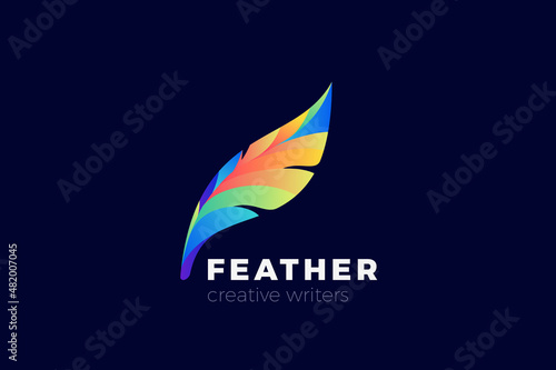 Feather Quill Logo Education symbol vector design template style.