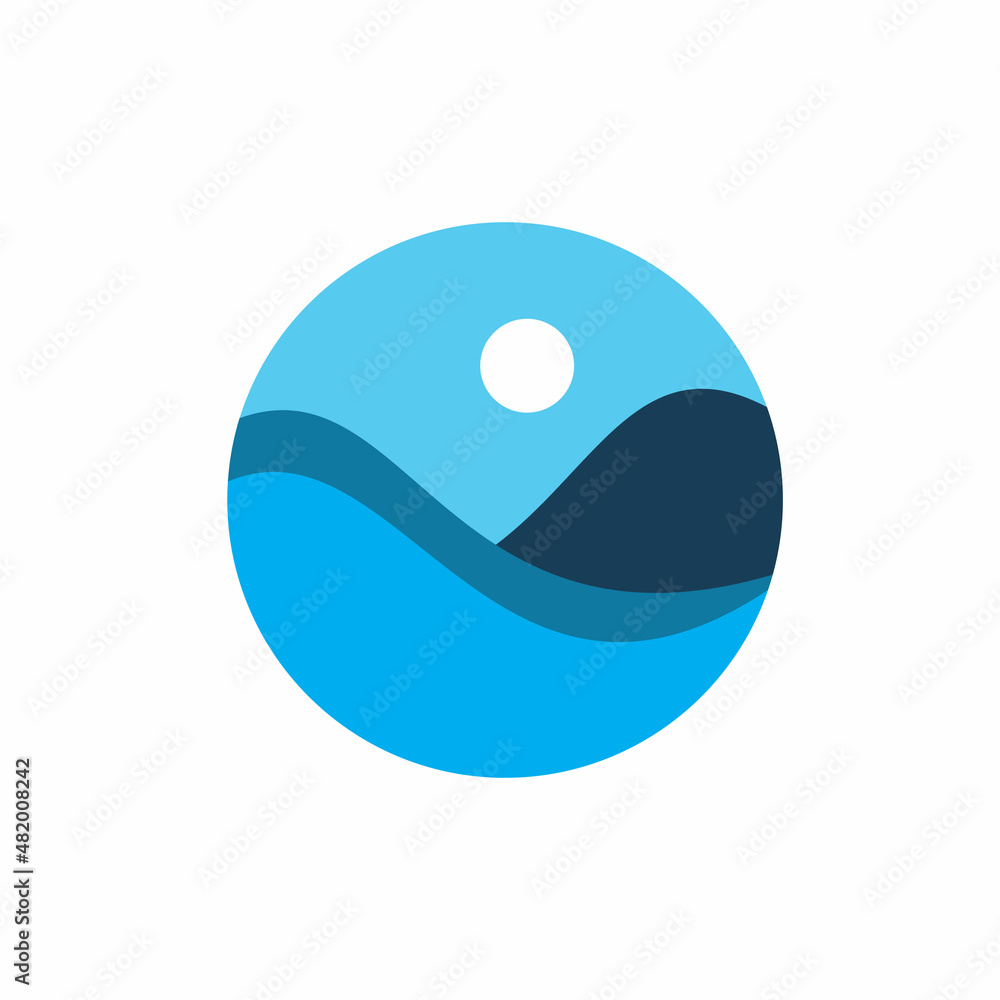 circle blue color ocean wave shape logo design circle blue color ocean wave shape logo design