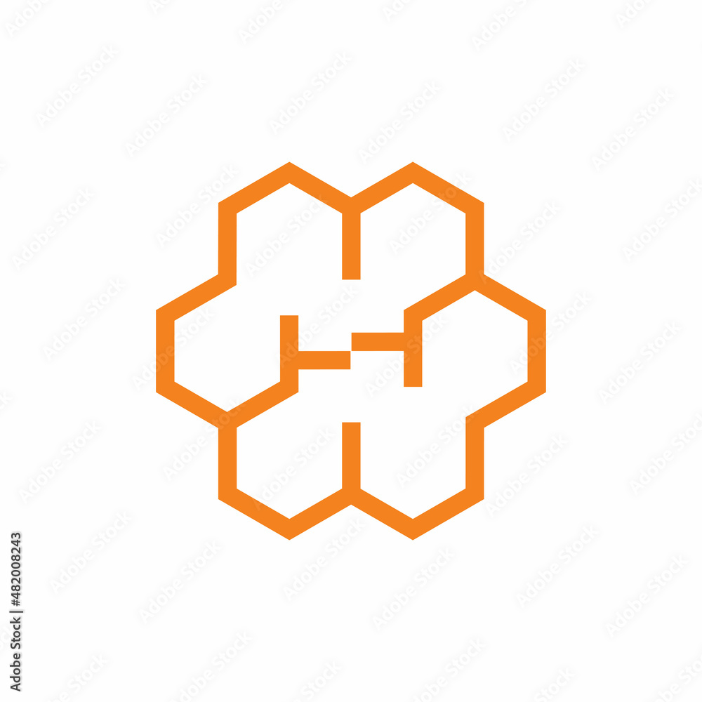 initial h letter hexagon color line logo design initial h letter hexagon color line logo design