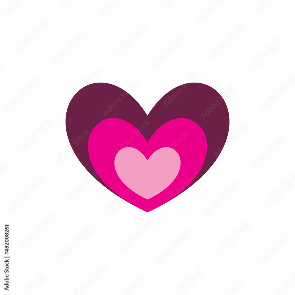 full color love heart color shape logo design