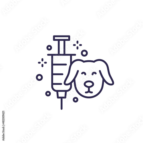 dog vaccination line icon on white