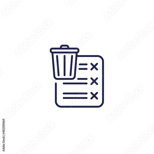 files to delete line icon on white