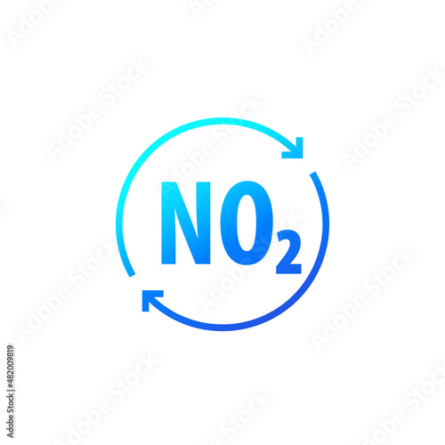 NO2, nitrogen dioxide icon with arrows