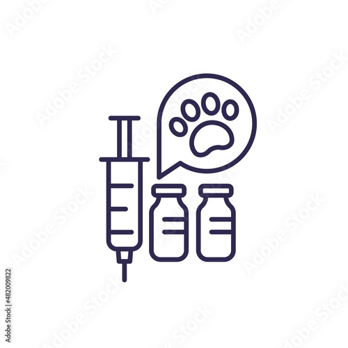 vaccination, vaccine for pets line icon