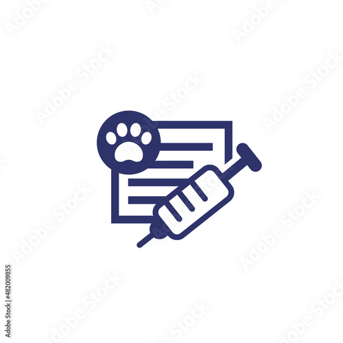 dog vaccination certificate icon on white