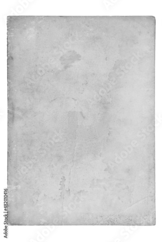 Very old grunge kraft gray paper with stains on white isolated background