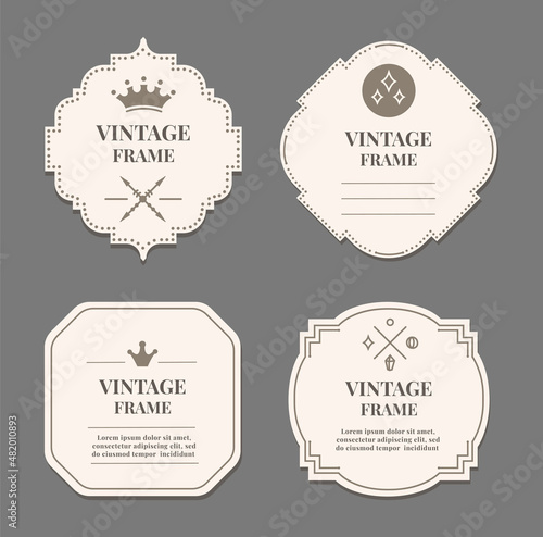 Tag and labels isolated vector symbols with various form. Vector swirl ornate and decorate, calligraphic card ornamental illustration