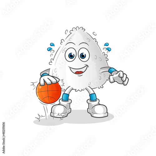 onigiri dribble basketball character. cartoon mascot vector
