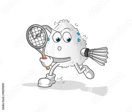 onigiri playing badminton illustration. character vector