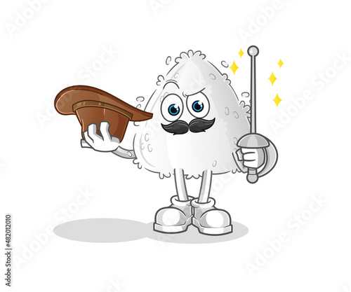 onigiri fencer character. cartoon mascot vector