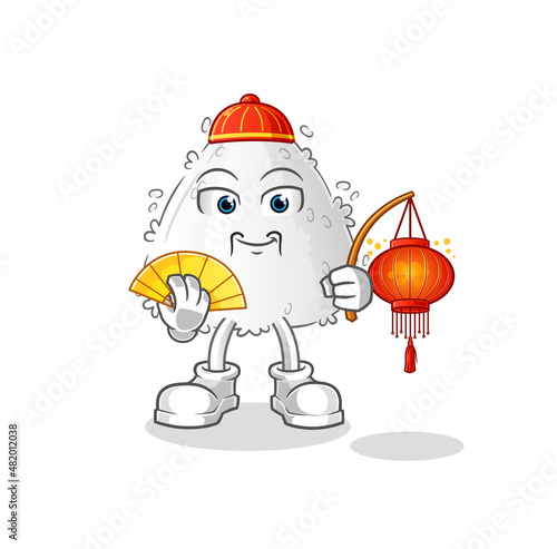 onigiri Chinese with lanterns illustration. character vector