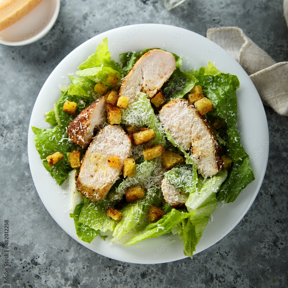 Homemade Caesar salad with chicken Homemade Caesar salad with chicken