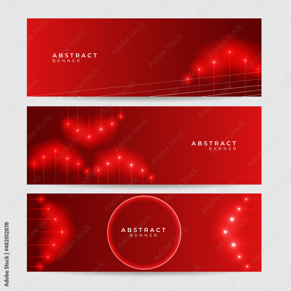 Abstract neon style red wide banner design background Abstract neon style red wide banner design background