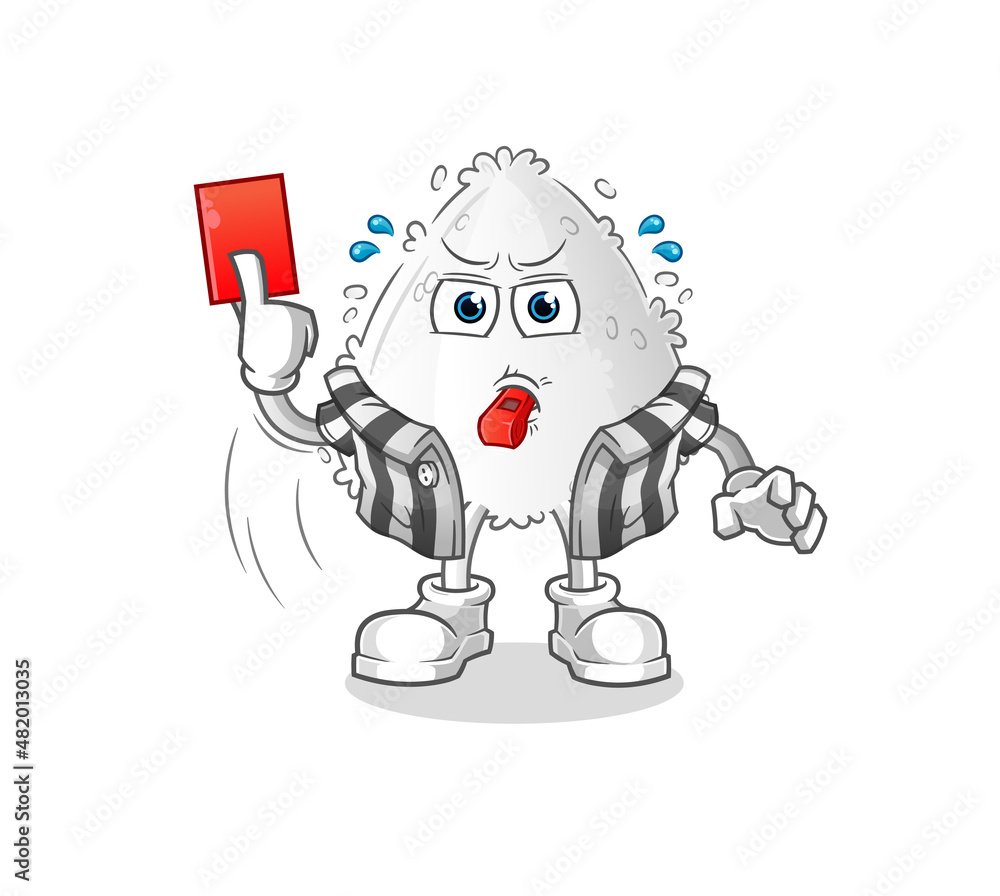 onigiri referee with red card illustration. character vector onigiri referee with red card illustration. character vector