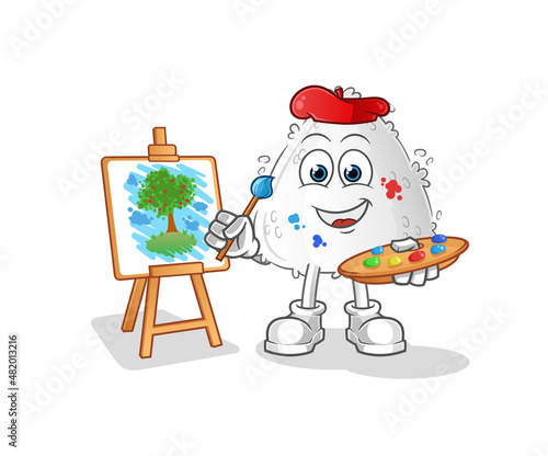 onigiri artist mascot. cartoon vector