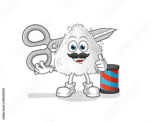 onigiri barber cartoon. cartoon mascot vector