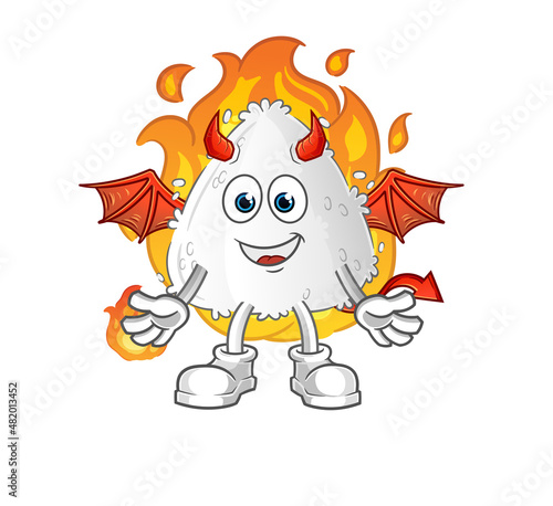 onigiri demon with wings character. cartoon mascot vector