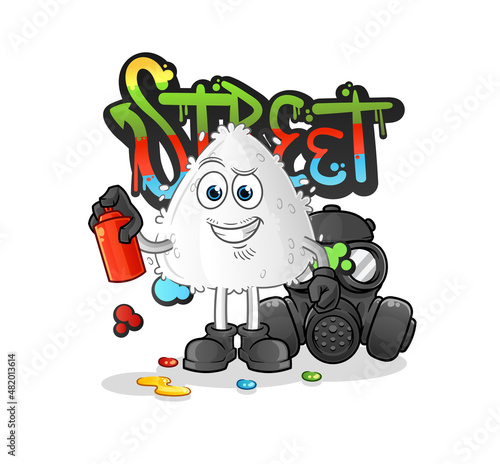 onigiri graffiti artist vector. cartoon character