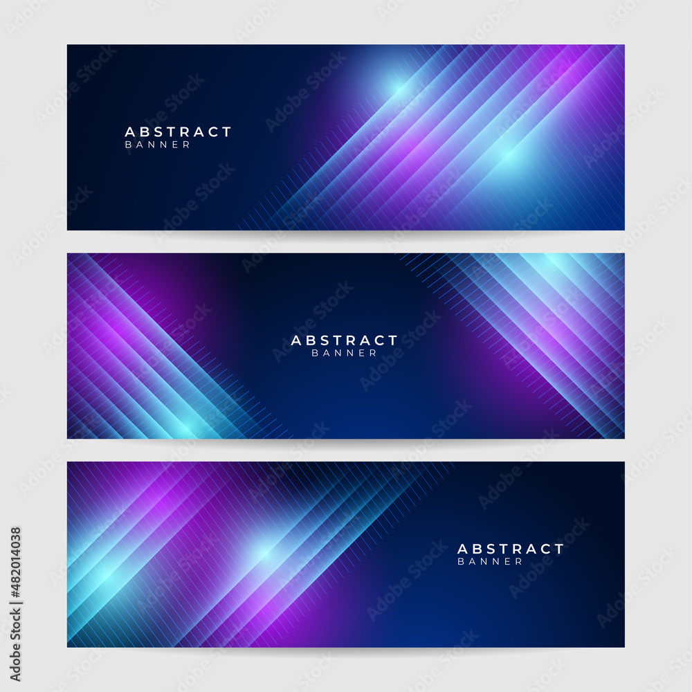 Fototapeta premium Technology global blue wide banner design background