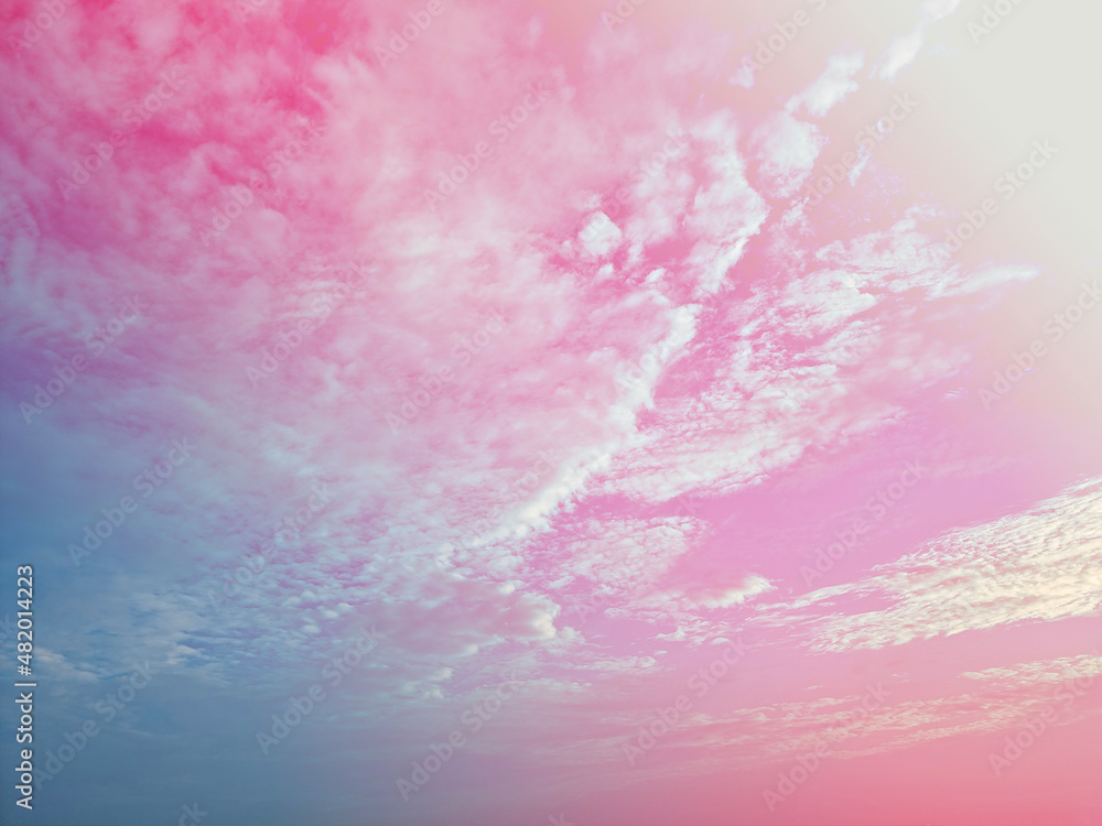 Obraz premium beauty sweet red blue colorful with fluffy clouds on sky. multi color rainbow image. abstract fantasy growing light