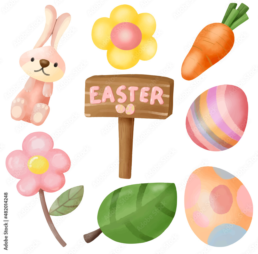 Cute Bunny Easter watercolor collection Cute Bunny Easter watercolor collection