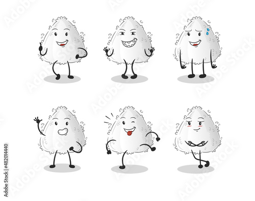 onigiri happy set character. cartoon mascot vector