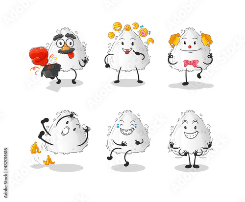 onigiri comedy set character. cartoon mascot vector