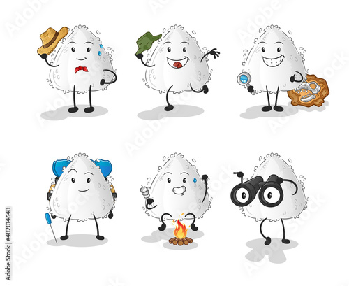 onigiri adventure group character. cartoon mascot vector