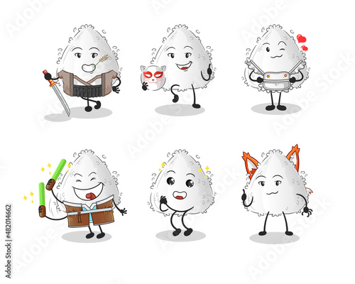 onigiri japanese culture group character. mascot vector