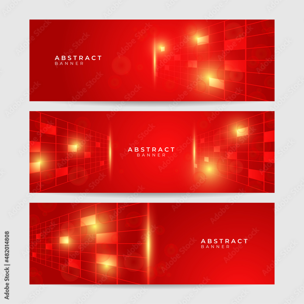 Technology global red wide banner design background