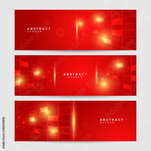Technology global red wide banner design background