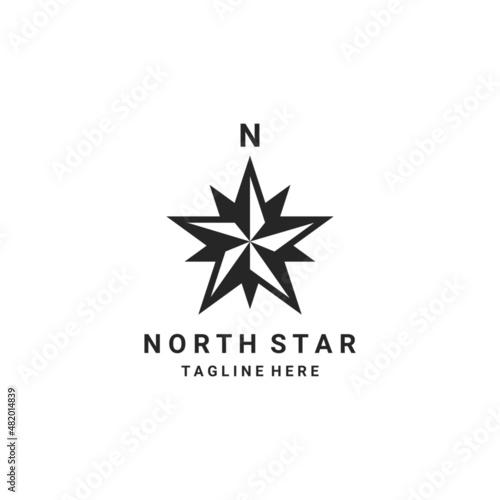 north star logo combination compass design template