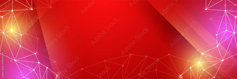 Technology global red wide banner design background. Abstract 3d banner design with dark red technology geometric background. Vector illustration Technology global red wide banner design background. Abstract 3d banner design with dark red technology geometric background. Vector illustration