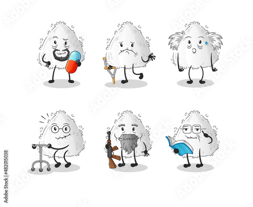 onigiri elderly character. cartoon mascot vector