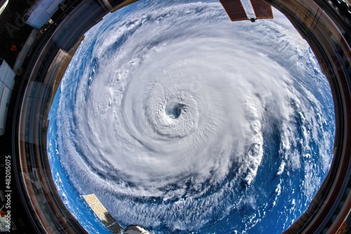 Hurricane Seen From Space. Digital Enhancement. Elements of this image furnished by NASA