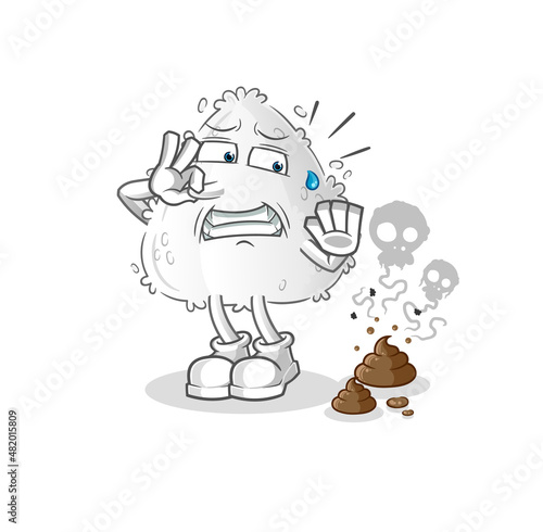 onigiri with stinky waste illustration. character vector